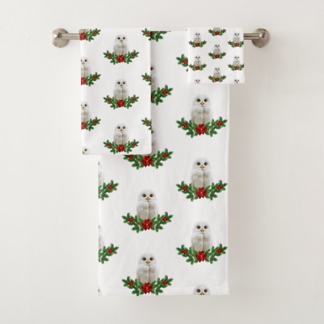 Chouette de Noël sous la neige blanche (En situation)