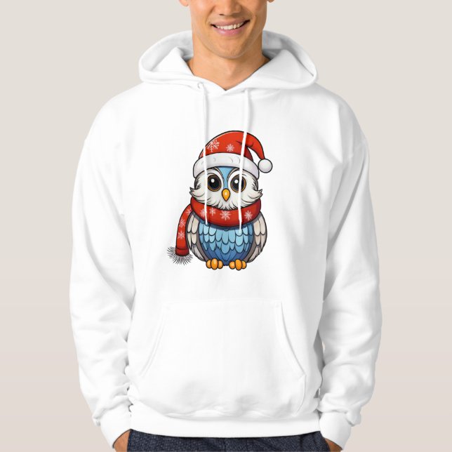 Chouette de Noël – Sweat à capuche festif pour adu (Devant)