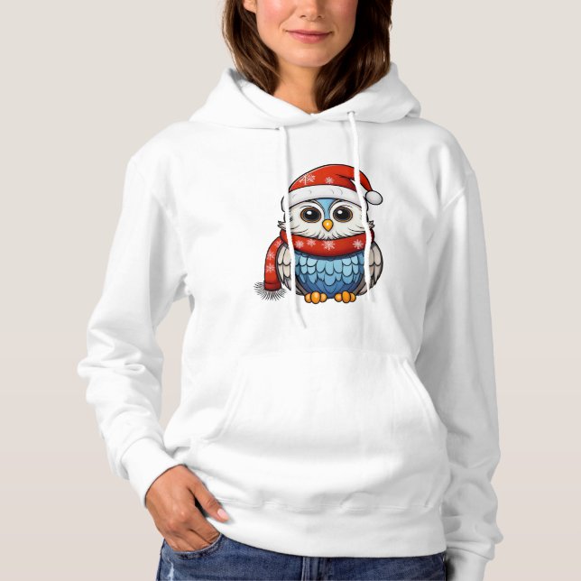 Chouette de Noël – Sweat à capuche festif pour adu (Devant)
