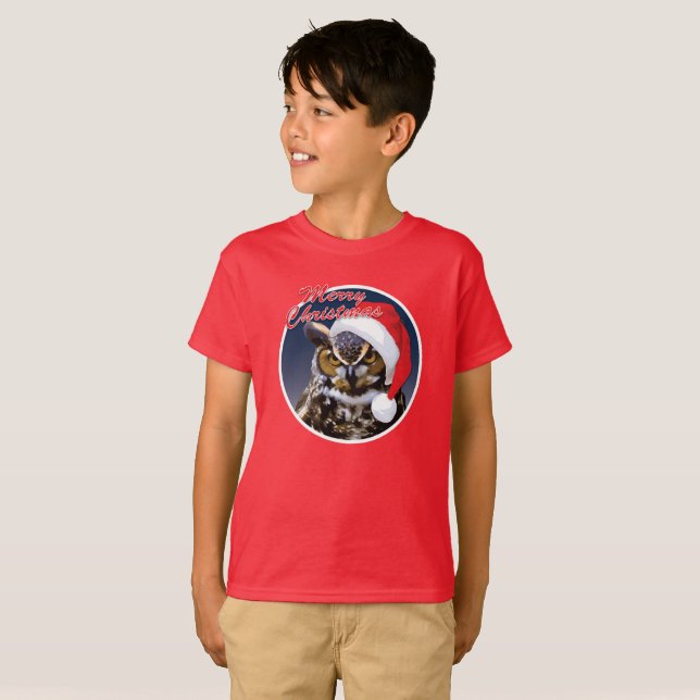 Chouette de Noël - T-shirt de base pour enfants (Devant entier)