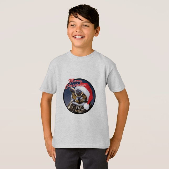 Chouette de Noël - T-shirt de base pour enfants (Devant entier)