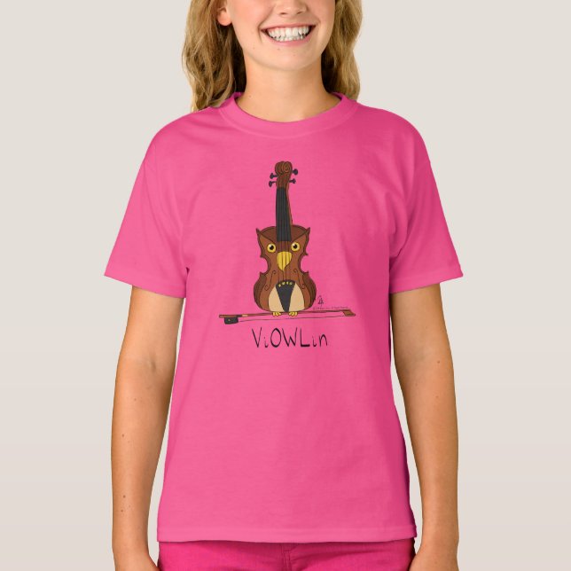Chouette de violon drôle Musique T-shirt de fille  (Devant)