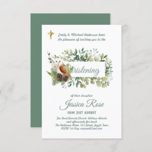 Chouette des bois Christening Invitations Baptême