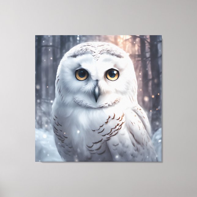 Chouette des neiges - Toile de haute qualité embou (Recto)