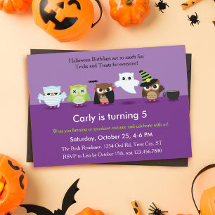 Chouette d'Halloween en costume Invitation d'anniv