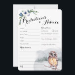 Chouette d'hiver Snowy Baby Prédictions et carte d<br><div class="desc">Le hibou est depuis longtemps un symbole de sagesse et d'orientation. Alors pourquoi ne pas laisser ce petit gars moelleux vous aider à prédire et conseiller la maman à être sur toutes les choses bébé? La carte de prédictions et conseils pour bébé Snowy de Chouette d'hiver est une façon magnifique...</div>