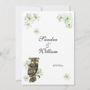 Chouette d'or et Faire-part de mariage de fleurs v