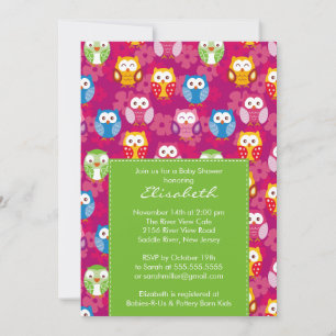 Chouette douce Baby shower Invitation chaux
