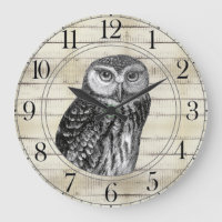 Chouette en bois rustique Grande horloge
