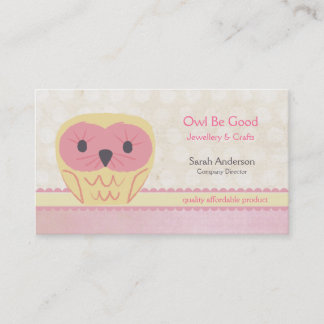 Chouette en caricature chic Carte de visite rose