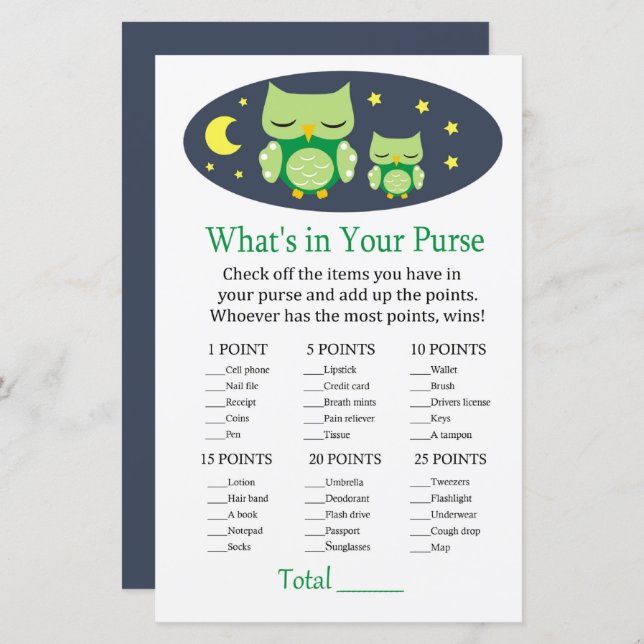 Chouette endormie Qu'y a-t-il dans votre baby show (Devant / Derrière)