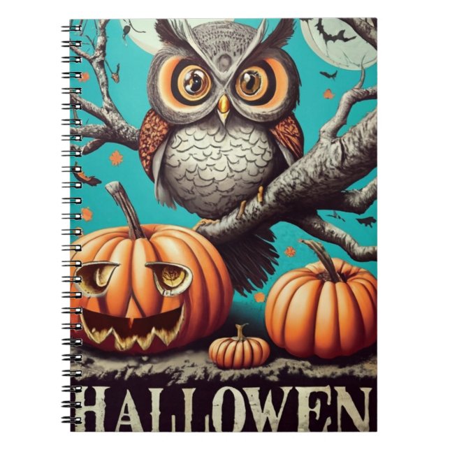 Chouette et Carnet Citrouille pour Halloween (Devant)