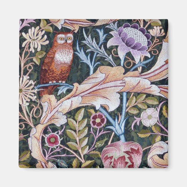 Chouette et fleurs, William Morris Magnet (Devant)