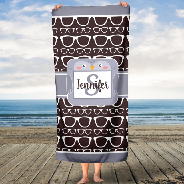 Chouette et lunettes Enfants personnalisés Serviet (Créateur téléchargé)