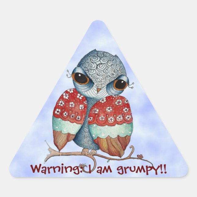 Chouette grincheuse fantaisie Stickers amusants (Devant)