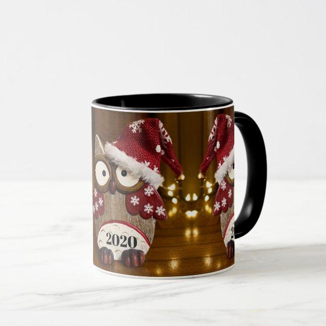 Chouette mignonne Bois de Noël Mug personnalisé (Devant droit)