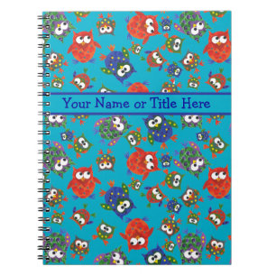 Chouette mignonne Carnet spiral, Rouge, Bleu, Vert