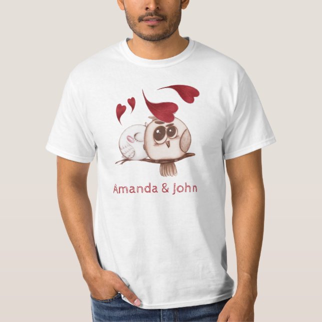 Chouette mignonne Noms de couple T-shirt personnal (Devant)