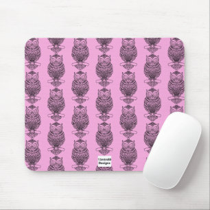 Chouette (motif rose) - Tapis de souris