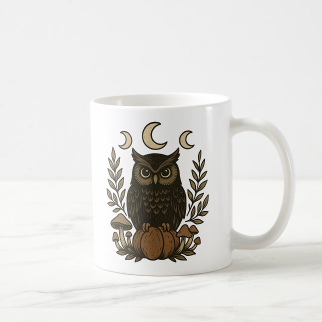 Chouette mystique Phases Mug - Bois de cuisine (Droite)