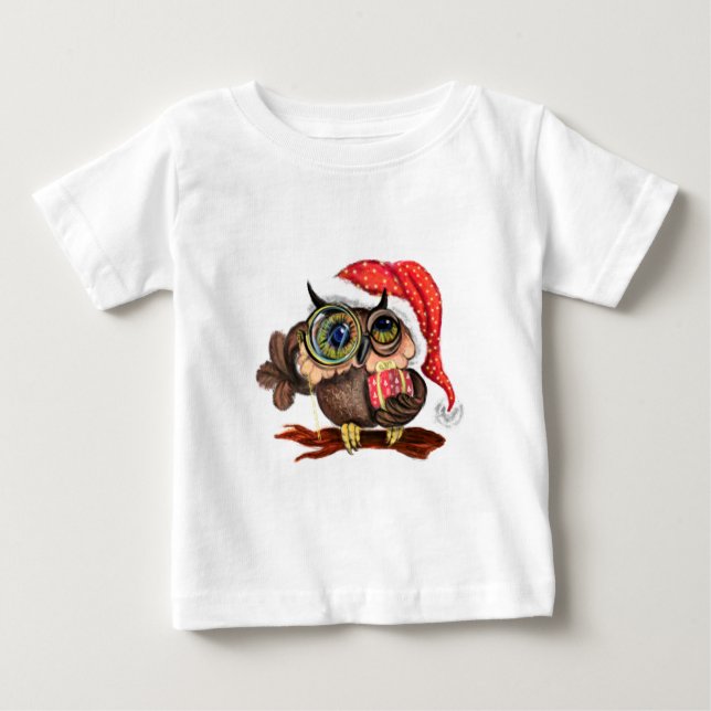 Chouette Noël Baby T-shirt (Devant)