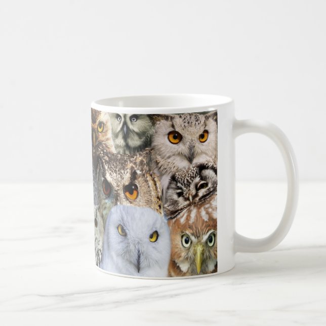 Chouette Oiseau Collage Café Mug (Droite)