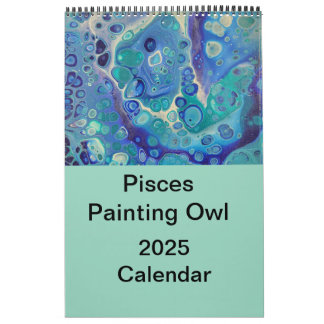 Chouette Peinture de Poissons Calendrier 2025