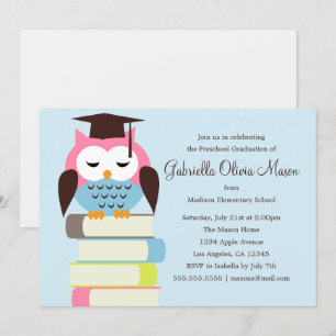 Chouette rose/bleu mignonne   Invitation de la fêt