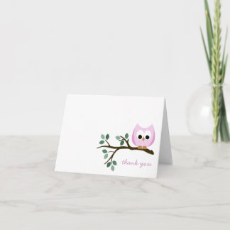 Chouette rose Carte de remerciements