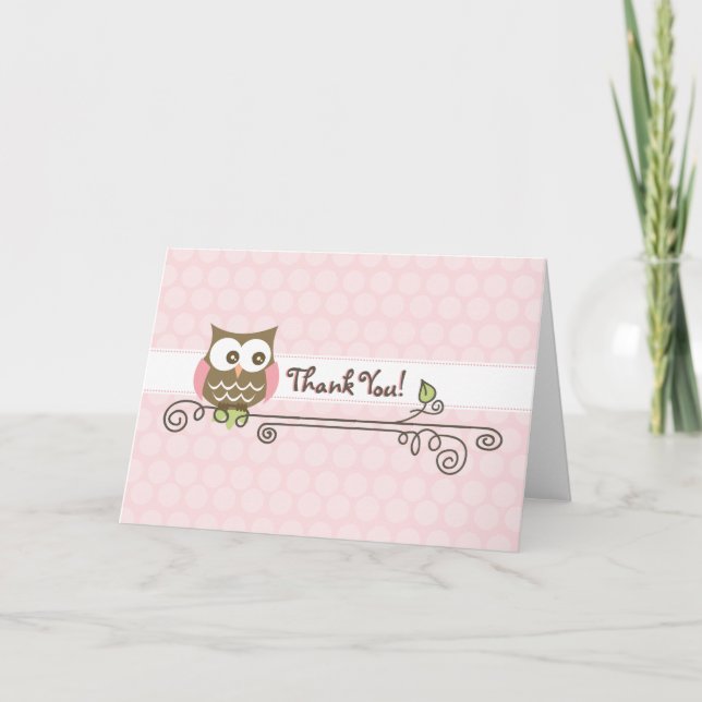 Chouette rose Carte de remerciements (Devant)