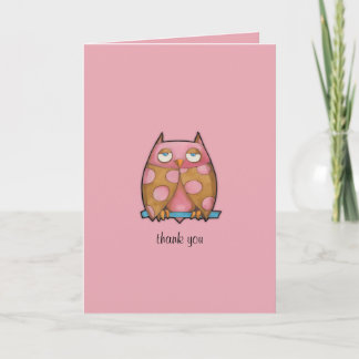 Chouette rose Carte de remerciements rose