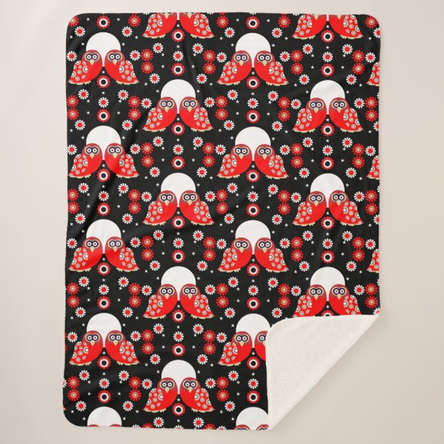 Chouette scandinave Couverture polaire Art folklor (Devant)