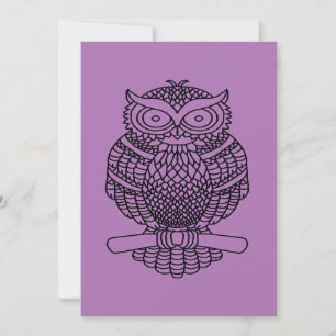 Chouette (simple violet) - Carte de vœux
