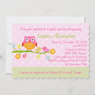 Chouette sur invitation de Baby shower de succursa