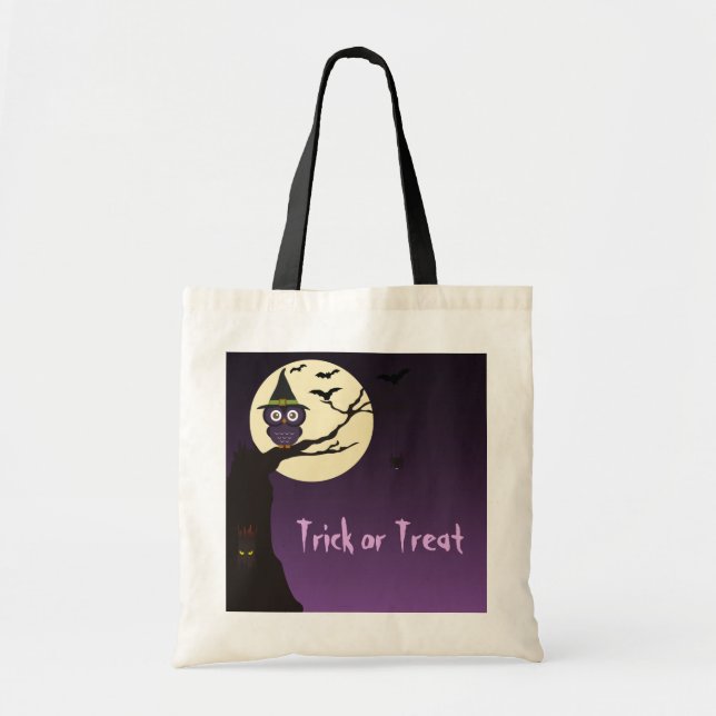 Chouette sur la branche de l'arbre Halloween Sac (Devant)
