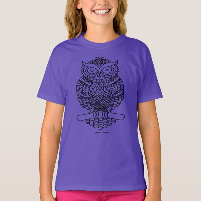 Chouette (vif) - T-Shirt basique pour fille (Devant)