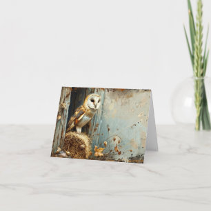 Chouette vintage en blanc d'automne