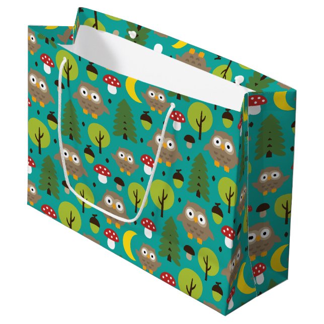 Chouettes Dans La Forêt Grand Sac Cadeau (Devant Angle)