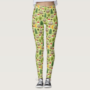 Chouettes Dans Les Leggings De La Forêt
