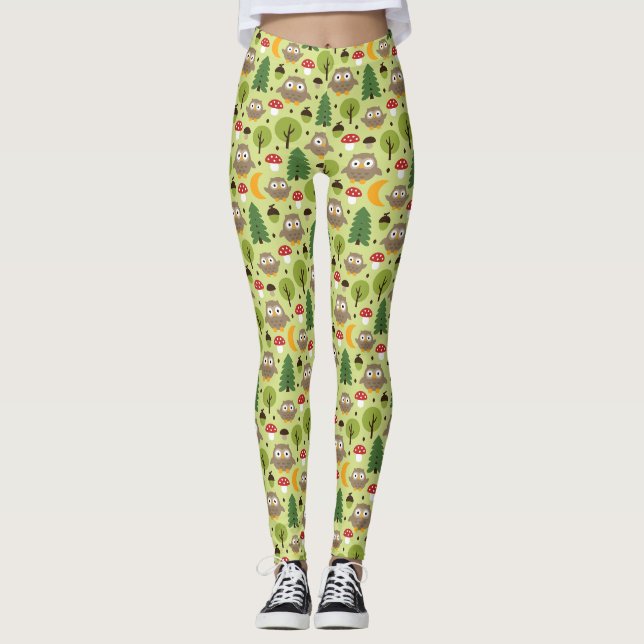 Chouettes Dans Les Leggings De La Forêt (Devant)