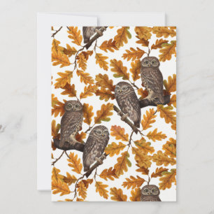 Chouettes d'automne sur coton blanc