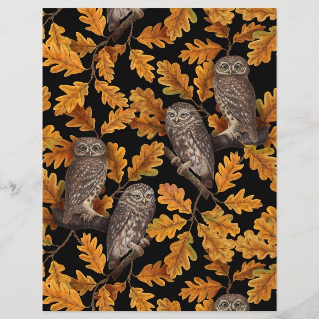 Chouettes d'automne sur noir (Devant)