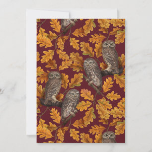 Chouettes d'automne sur rouge foncé