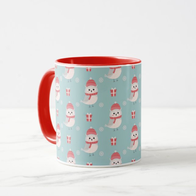 Chouettes de Noël mignonnes Mug Motif (Devant gauche)
