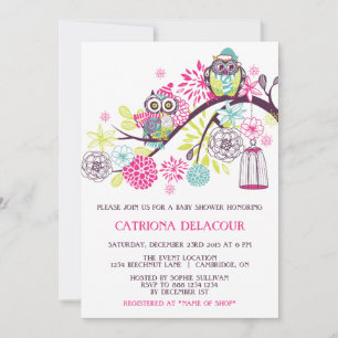 Chouettes d'hiver colorées Invitation Baby shower 