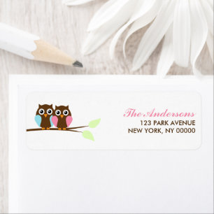 Chouettes d'une succursale Étiquettes d'adresse de