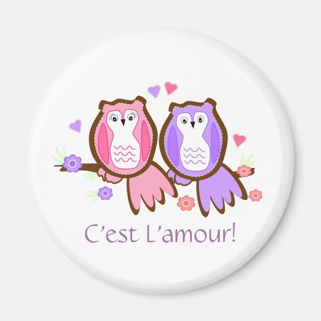 Chouettes en amour - Aimant (Devant)