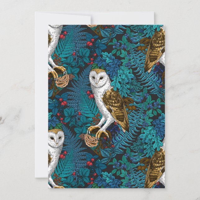 Chouettes, fougères, chênes et baies 3 (Devant)