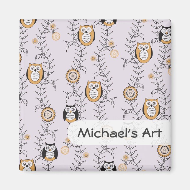 Chouettes modernes Magnet d'art pour enfants (Devant)