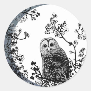 Chouettes Oiseaux Nature Stickers Moon